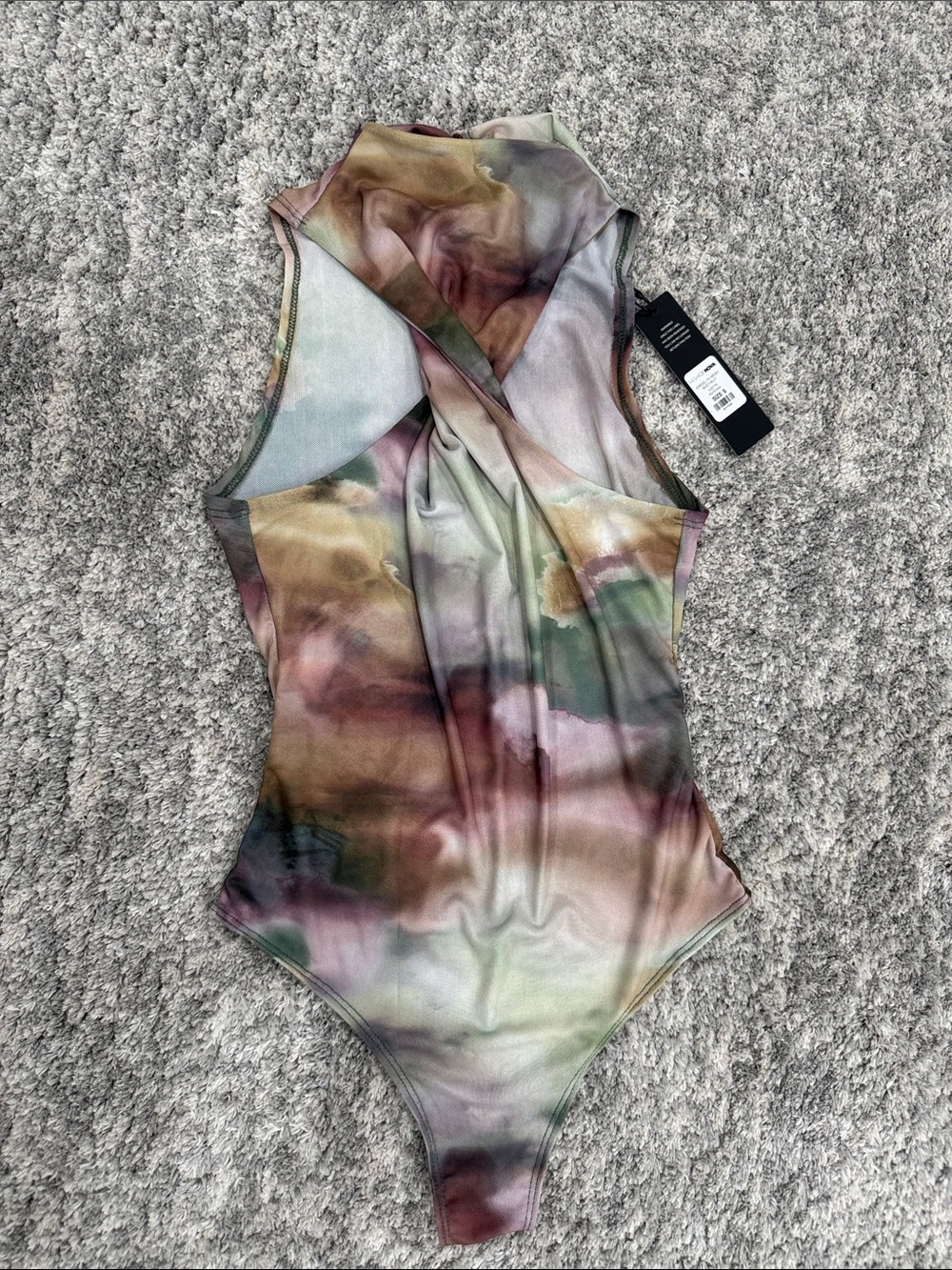 Fashion Nova Women's Multicolor Tie-Dye Cross-Front Bodysuit